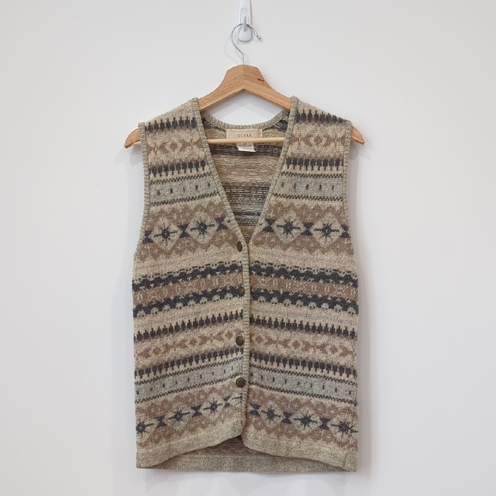 Fair Isle Pattern Wool Sweater Vest